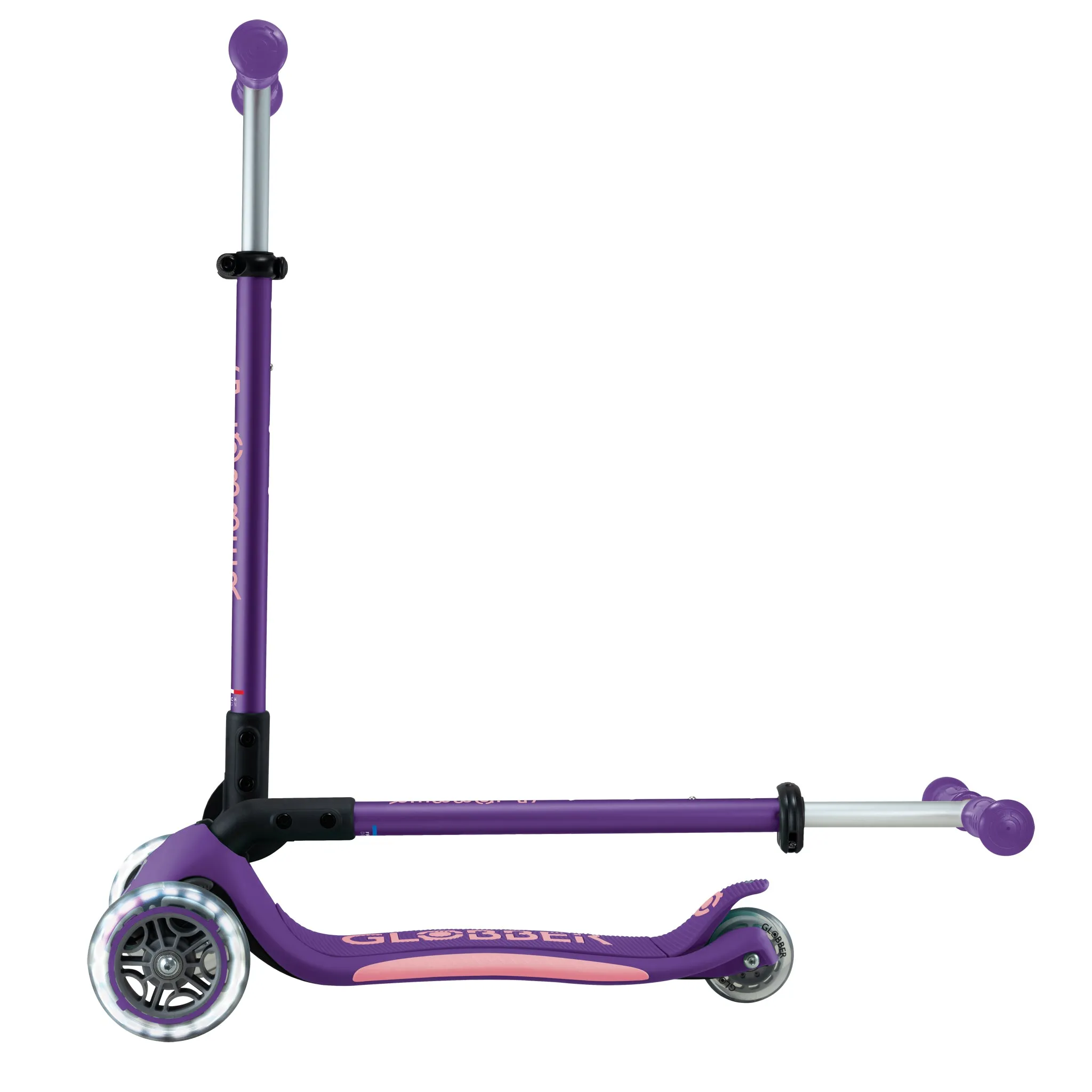 Globber Primo Foldable Plus Lights V2 Scooter - Purple / Pastel Pink (3 - 9Y )