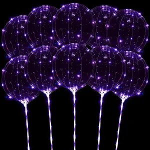 Glow Bubble Lights for Party Supplies Valentines Decor (Purple) LED Balloons Light Up$ 10 Pack LED Balloons with Sticks$ 20 Inch Clear Bobo Balloon with win Lights Helium 