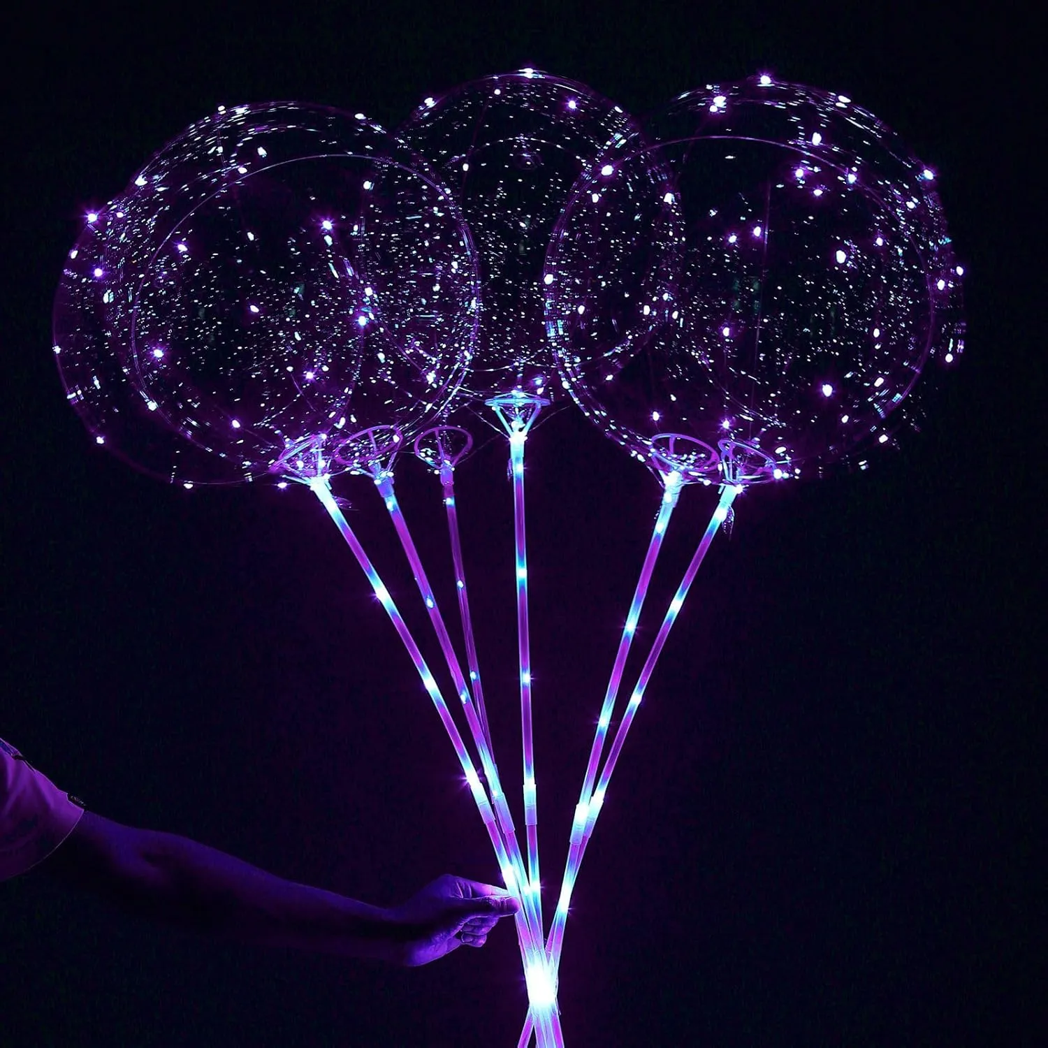 Glow Bubble Lights for Party Supplies Valentines Decor (Purple) LED Balloons Light Up$ 10 Pack LED Balloons with Sticks$ 20 Inch Clear Bobo Balloon with win Lights Helium 
