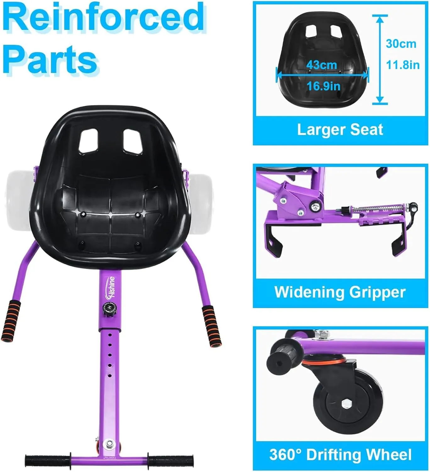 Go Cart Hoverboard Seat flask hatch circumstantially bureau cliff huddle Attachment for 6.5??-10?? Hover Board, Upgrade Design No Need for Velcro Straps, Go Kart Conversion Kit Accessory for Self Balancing Scooter Transform into 