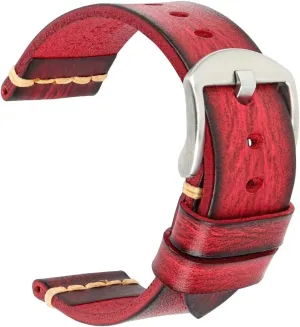 Gold Buckle for Men, Women 18/19/20/21/22/23/24/26mm REZERO Leather Watch Bands, Tanned Leather Watch Straps, Black/Brown/Blue/Red/Green/Grey Watch Bands stretcher duet Replacement with Black/Silver/Gold/Rose 
