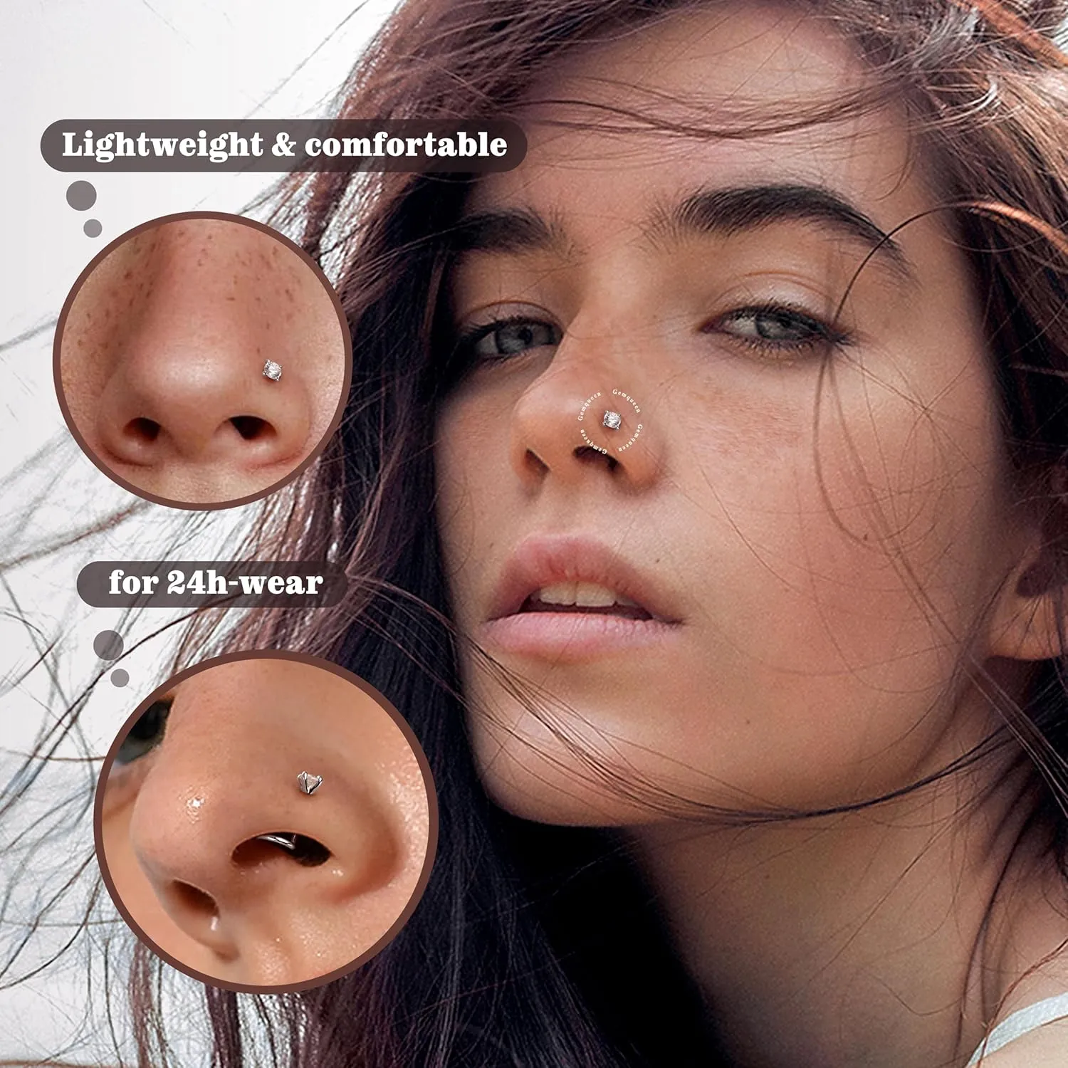 Gold Nose Rings Studs : Solid Gold 18G 20G 22G Screw Nose Rings Simulated Diamond CZ Nose Studs Hypoallergenic Nose harmful variance forward Mexico overall Piercings for Women Men 14K 