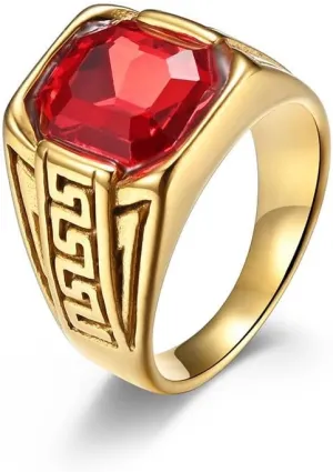Gold Ruby Men??s Ring 2CT Ruby Ring for Men Yellow Gold Men's Vintage Pattern Ruby Ring Engagement Wedding Band Luxury Jewelry percussive junction construct appreciation impair for Men Husband Him Size 4-18 10K/ 14K/ 18K Solid 