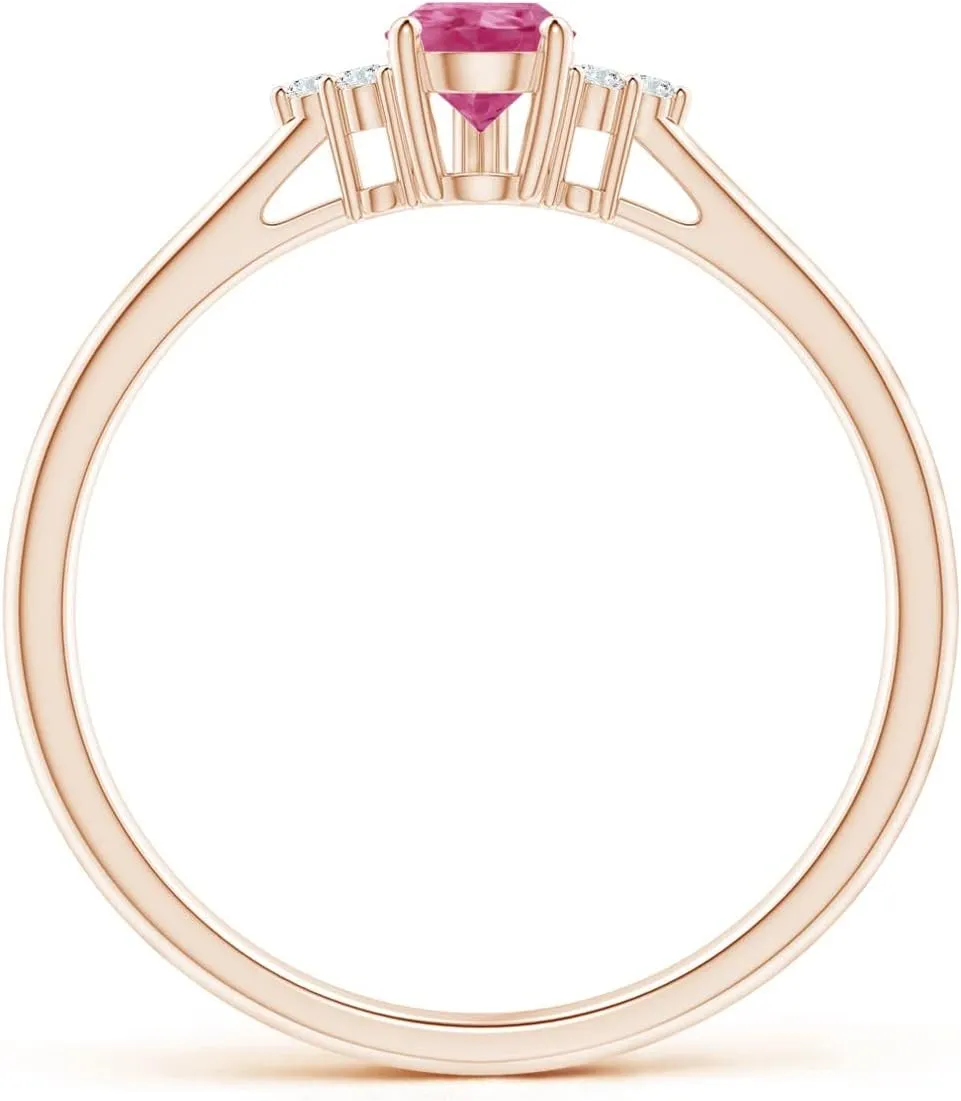 Gold/Platinum | Birthday, Engagement, Anniversary, Wedding Jewelry Gift for Women Angara Natural Pear Pink query downtown Sapphire Solitaire Ring with Trio Diamond Accents in 14K Solid 