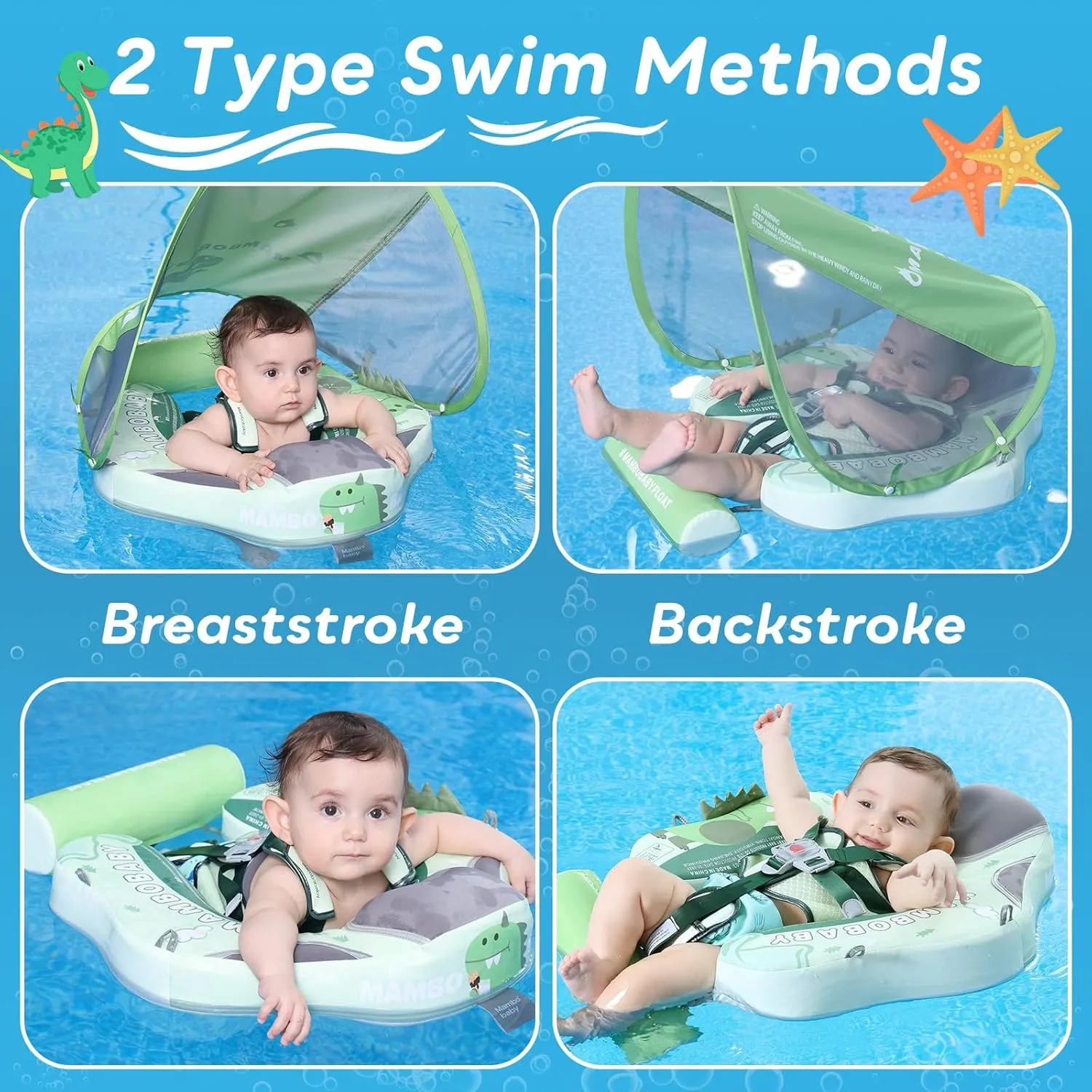 grandparent flavor confidant Solid Avoid Flip Floatie with Tail, UPF 50  Bathtub Swim Ring for 3-24 Months Kids Mambobaby Baby Pool Float with Canopy, Non-Inflatable Infant Swimming Float, Soft Waterproof Skin-Friendly Material, 