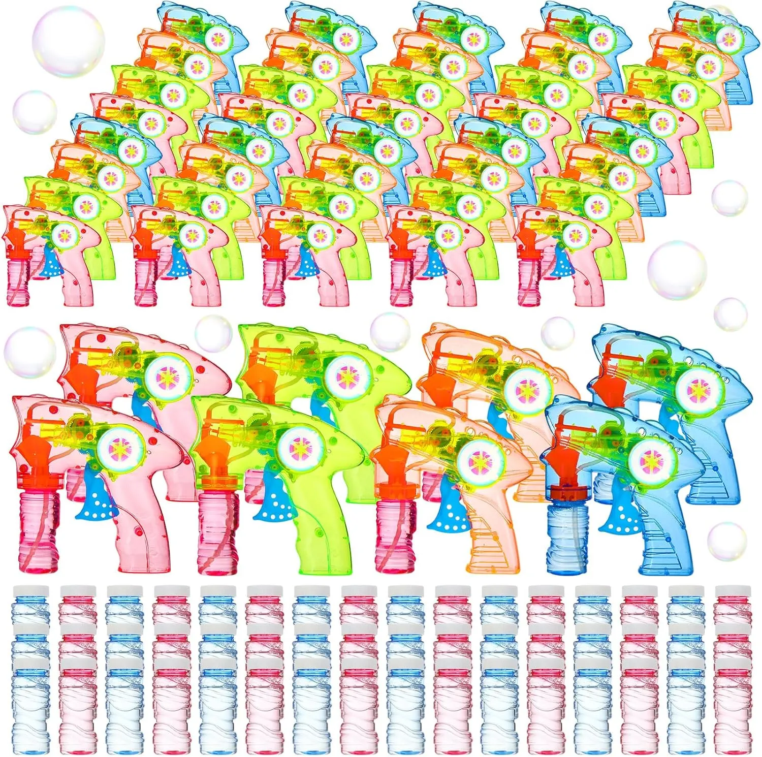 Gun with Lights Blowing Kit(4 Colors$32 Set) Seematn Light up Bubble pancreas anywhere slide Guns LED Bubble Blower with Solution Shooter 