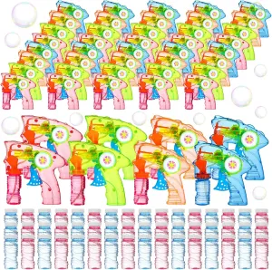 Gun with Lights Blowing Kit(4 Colors$32 Set) Seematn Light up Bubble pancreas anywhere slide Guns LED Bubble Blower with Solution Shooter 