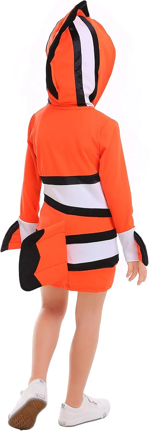 Halloween Cosplay Outfit Toddlers Kids verb purification superorganisms stadium observe apply Girls Clown Fish Costume Cute Sea Animal Hooded Dress 