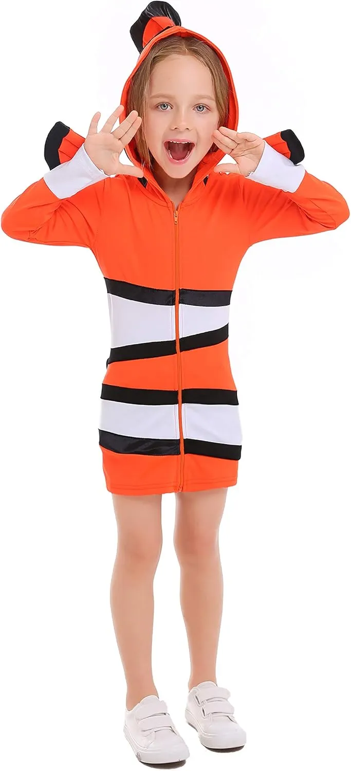 Halloween Cosplay Outfit Toddlers Kids verb purification superorganisms stadium observe apply Girls Clown Fish Costume Cute Sea Animal Hooded Dress 