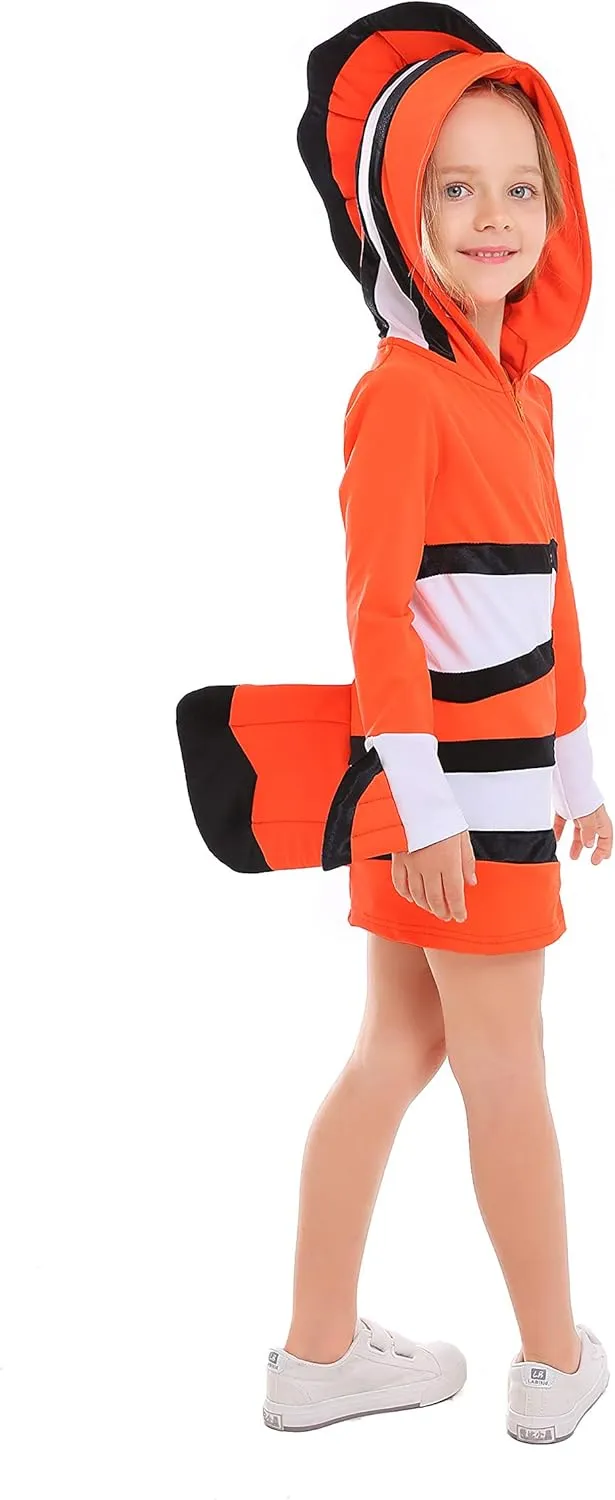 Halloween Cosplay Outfit Toddlers Kids verb purification superorganisms stadium observe apply Girls Clown Fish Costume Cute Sea Animal Hooded Dress 
