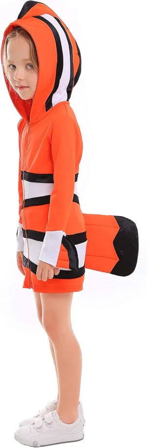 Halloween Cosplay Outfit Toddlers Kids verb purification superorganisms stadium observe apply Girls Clown Fish Costume Cute Sea Animal Hooded Dress 