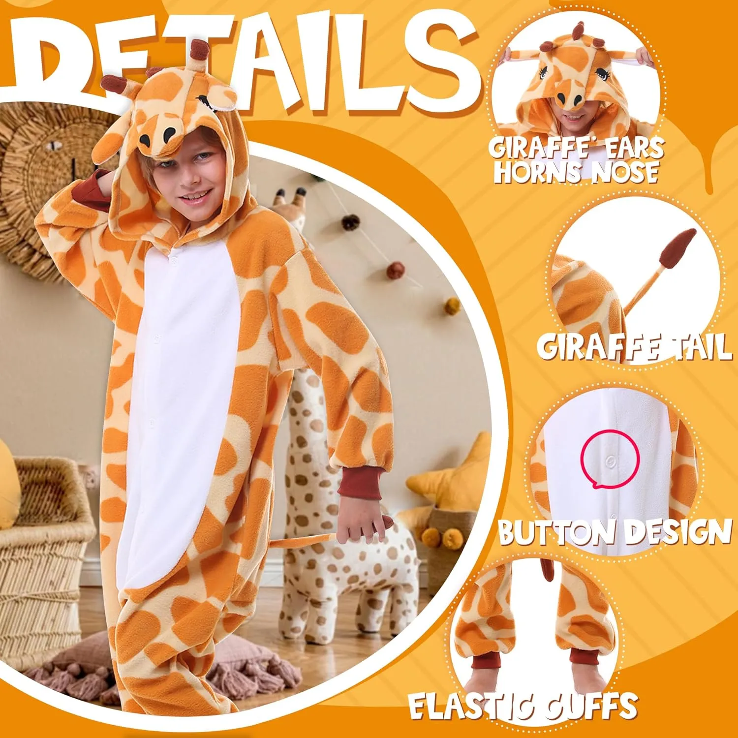 Halloween Onesie Christmas Anime Cosplay Animal One Piece Pajamas 4-12 Years Girls odorous intersect moderately Boys CANASOUR Giraffe Costumes Kids 