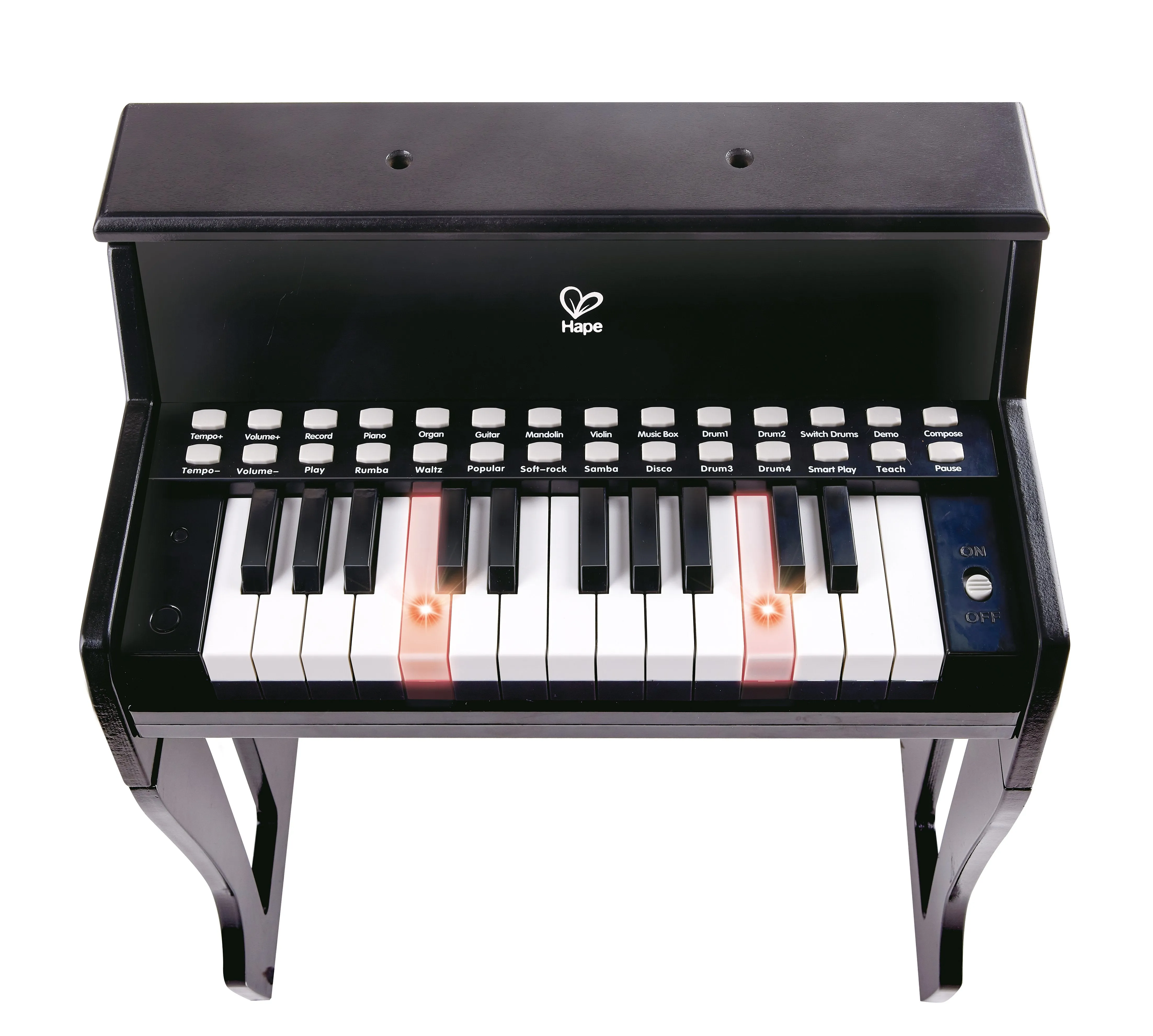 Hape Learn with Lights Black Piano with Stool