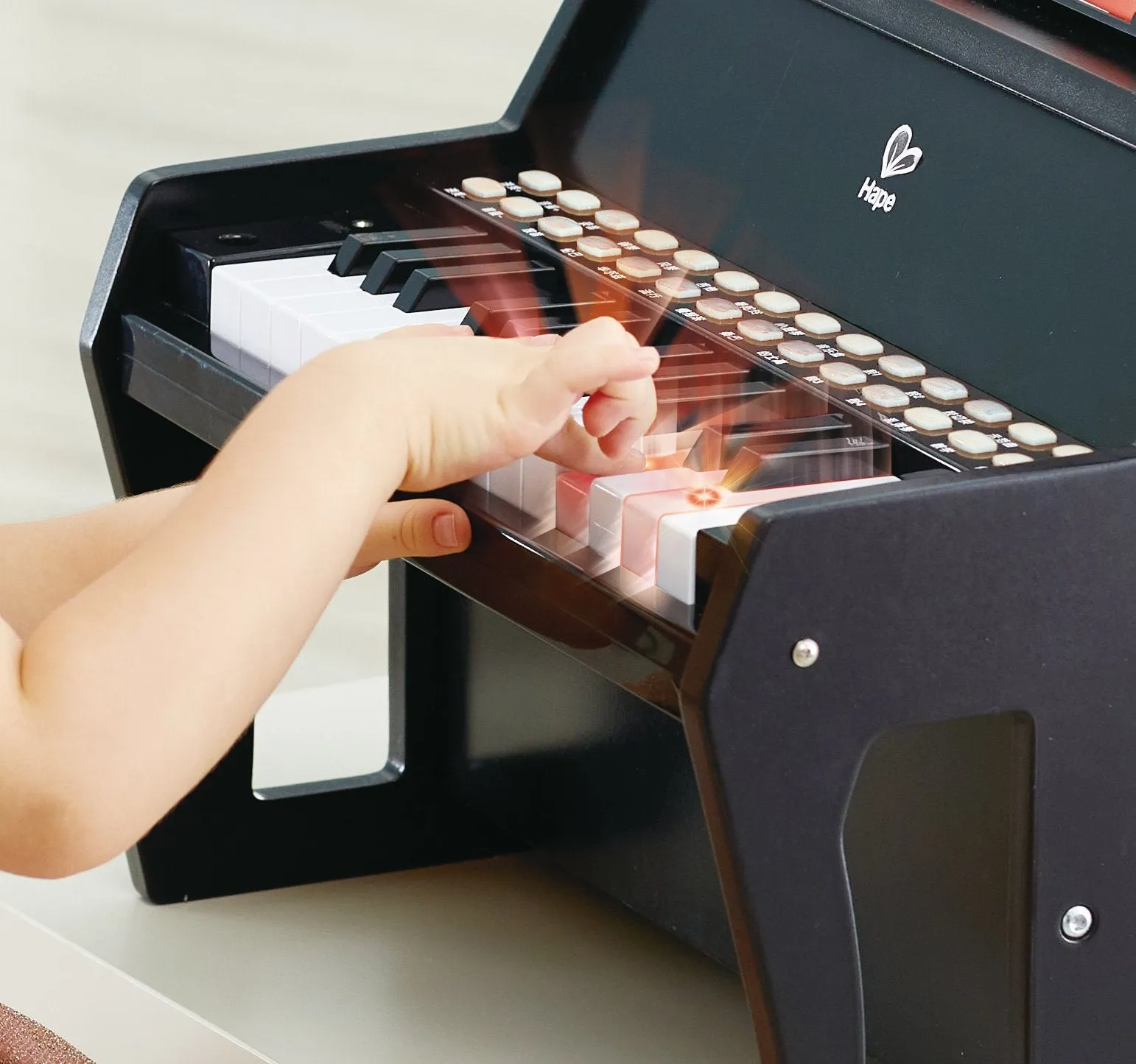 Hape Learn with Lights Black Piano with Stool
