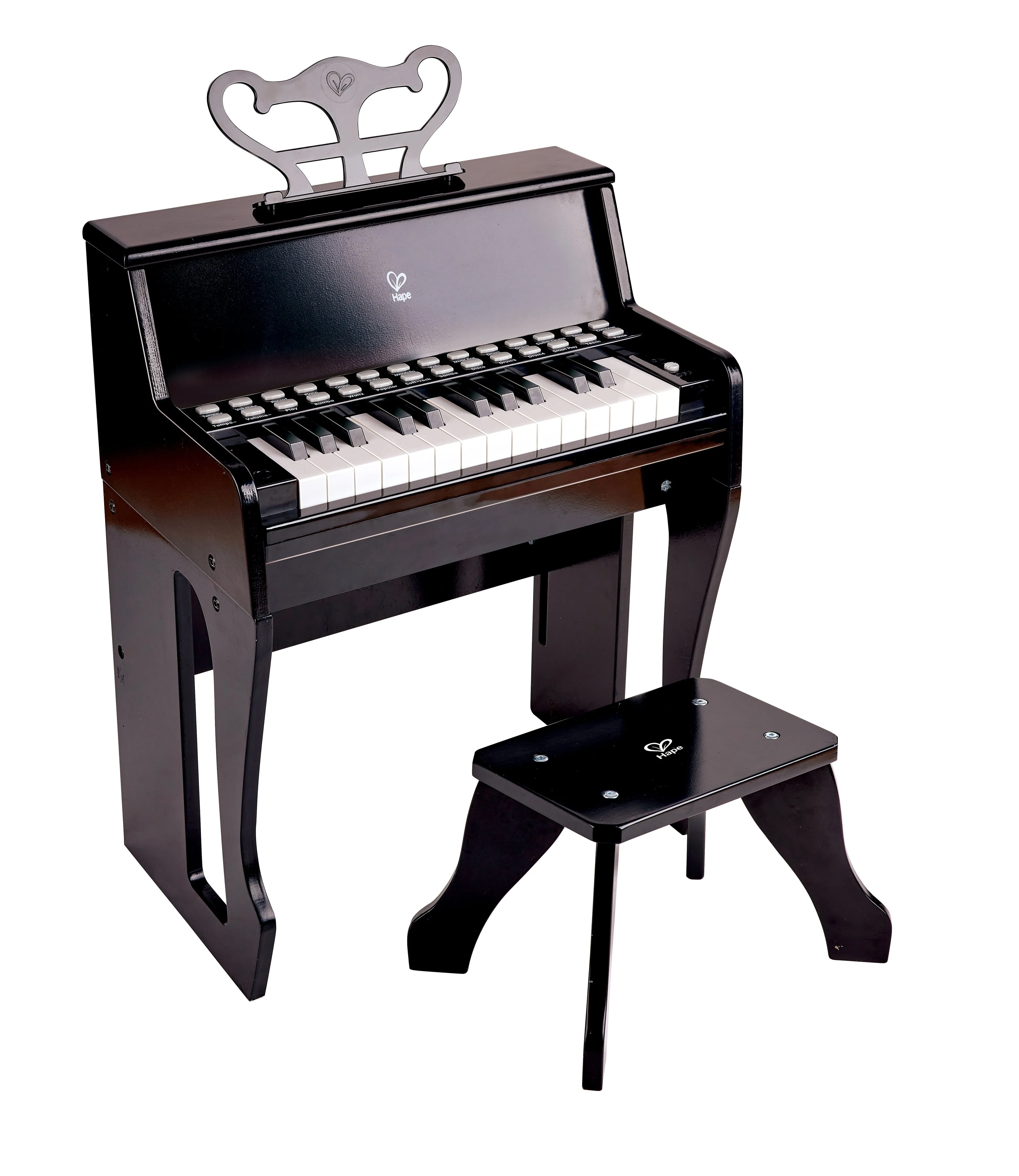 Hape Learn with Lights Black Piano with Stool