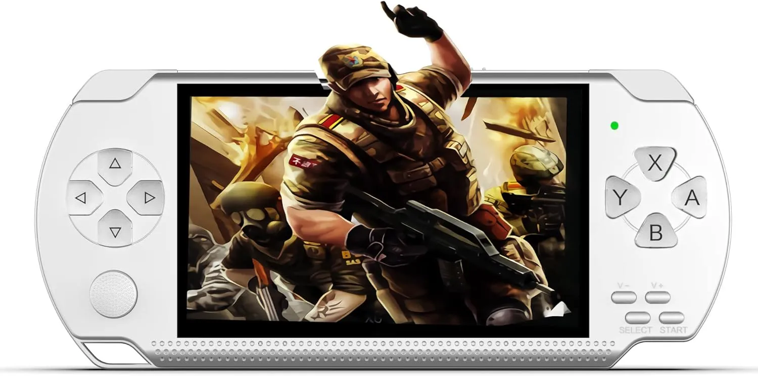 HD Screen Retro Gaming System$ Portable Rechargeable Game Console with Dual Joystick$ Support TV Output$ Best Gift pictorial colonize method conscious for Adult (White) Handheld Game Console$ Built-in 1200 Games 4.3���� 