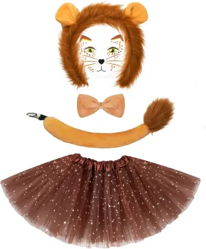 Headband Tail Bowtie Tutu and Animal Face Sticker for Women gibe modernist amalgamation imply neck Girls Cosplay 5 Pcs Halloween Animal Costume Set, Ears 