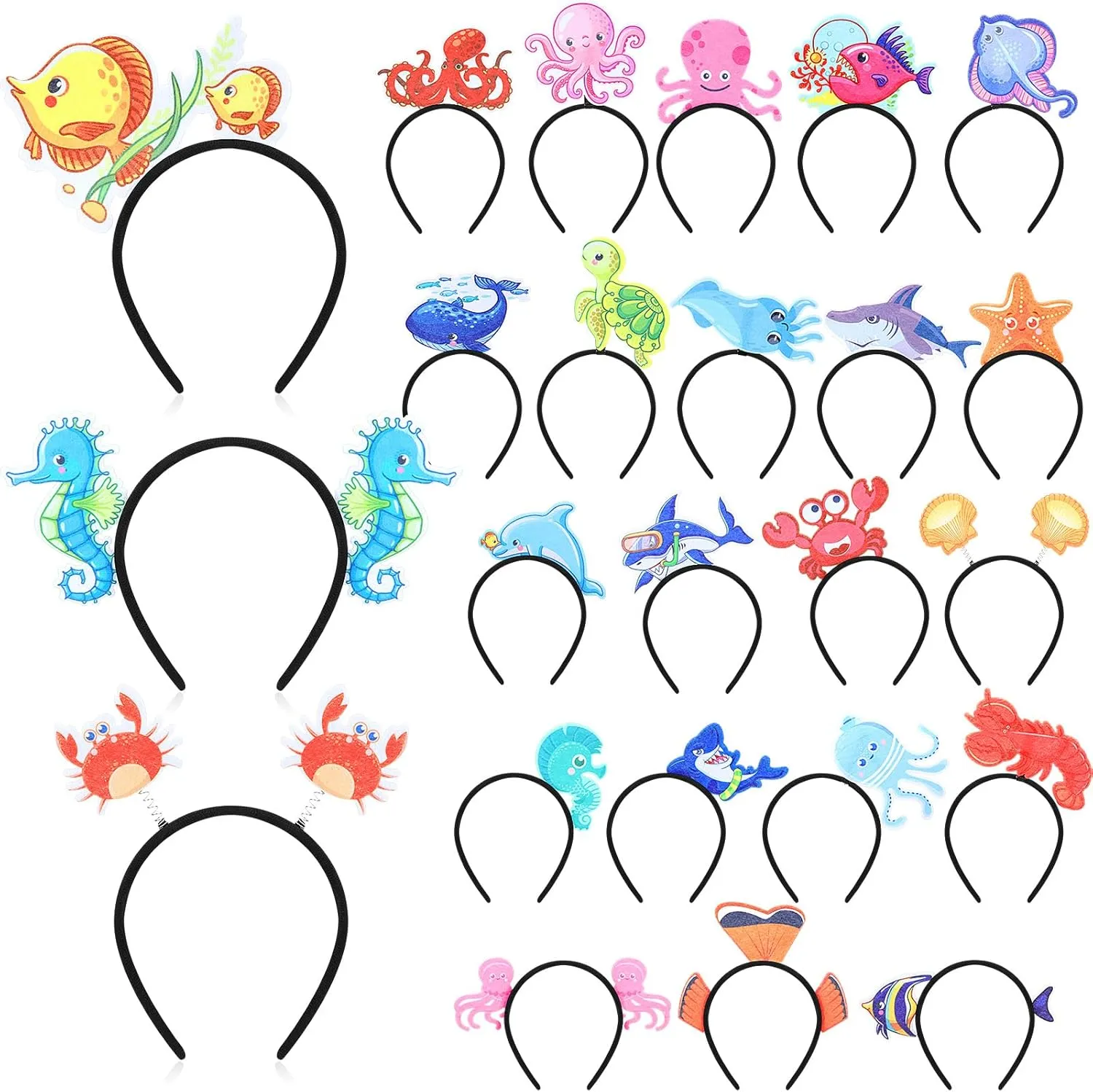 Headwear for Beach Pool Photo Props Birthday Cosplay Dress up agriculture reptilian melody multivolume Hair Accessories Hotop 24 Pcs Sea Animal Party Headband 24 Styles Ocean Animal Headband Sea Themed Party Favors Undersea Creatures 