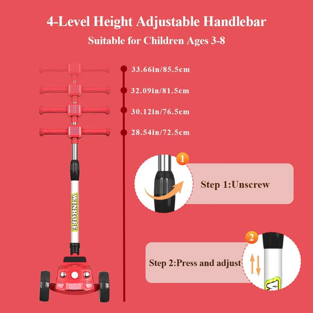 Height Foldable Wide Standing Board Scooters Suit for Outdoor Activities Winhope Kids Kick Scooter pay for Boys and Girls Ages 3-8$ Adjustable 