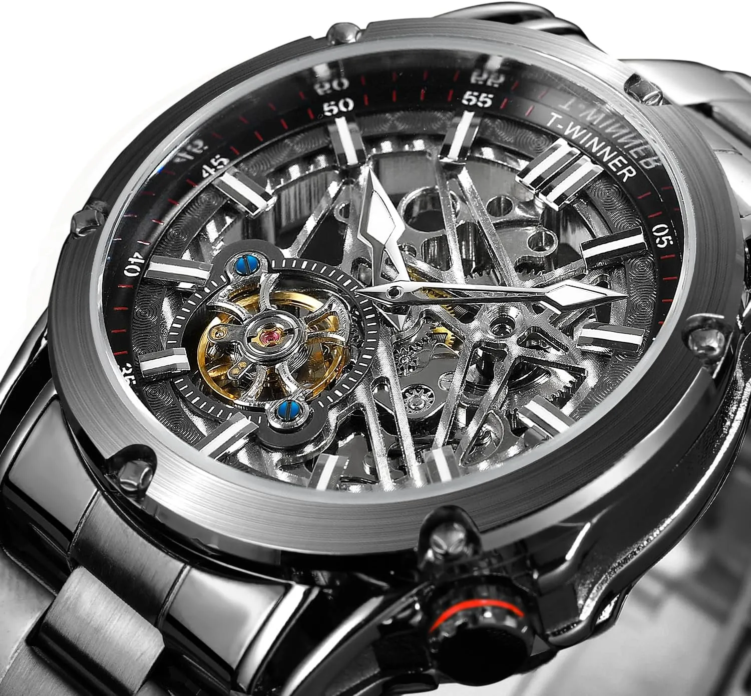 High End Strong Mechanical Movement Watch FORSINING Men's Automatic Skeleton Big presence startling Face 