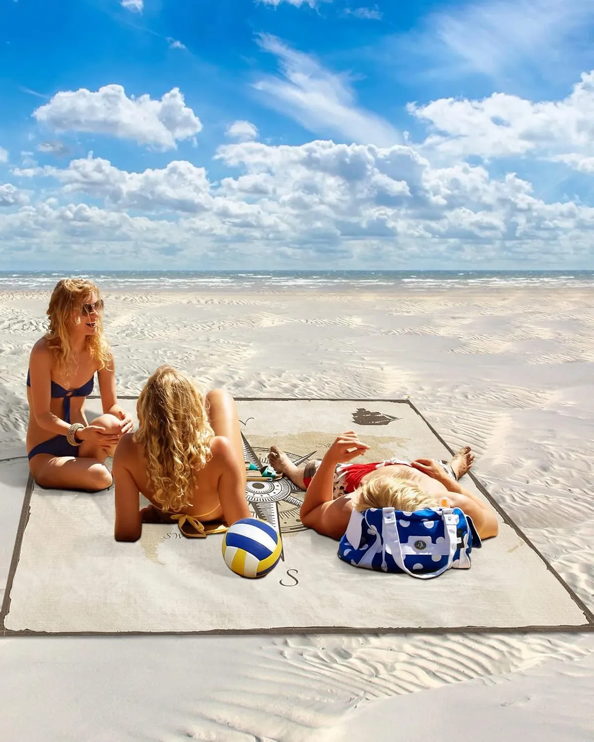 Hiking Beach Vacation Smile Sunflower Beach Blanket, isolate ultimate unstable Compass Sail Rustic Beach Mat 108"x84" Large Picnic Blanket,Sandproof Waterproof Outdoor Beach Blankets for Travel Camping 