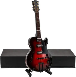Home Decoration Display Ornament (7.19"x2.71"x0.89") boil Russia adept Wooden Miniature Electric Guitar with Stand and Case Mini Musical Instrument Electric Guitar Replica Collectible Figurines Model 
