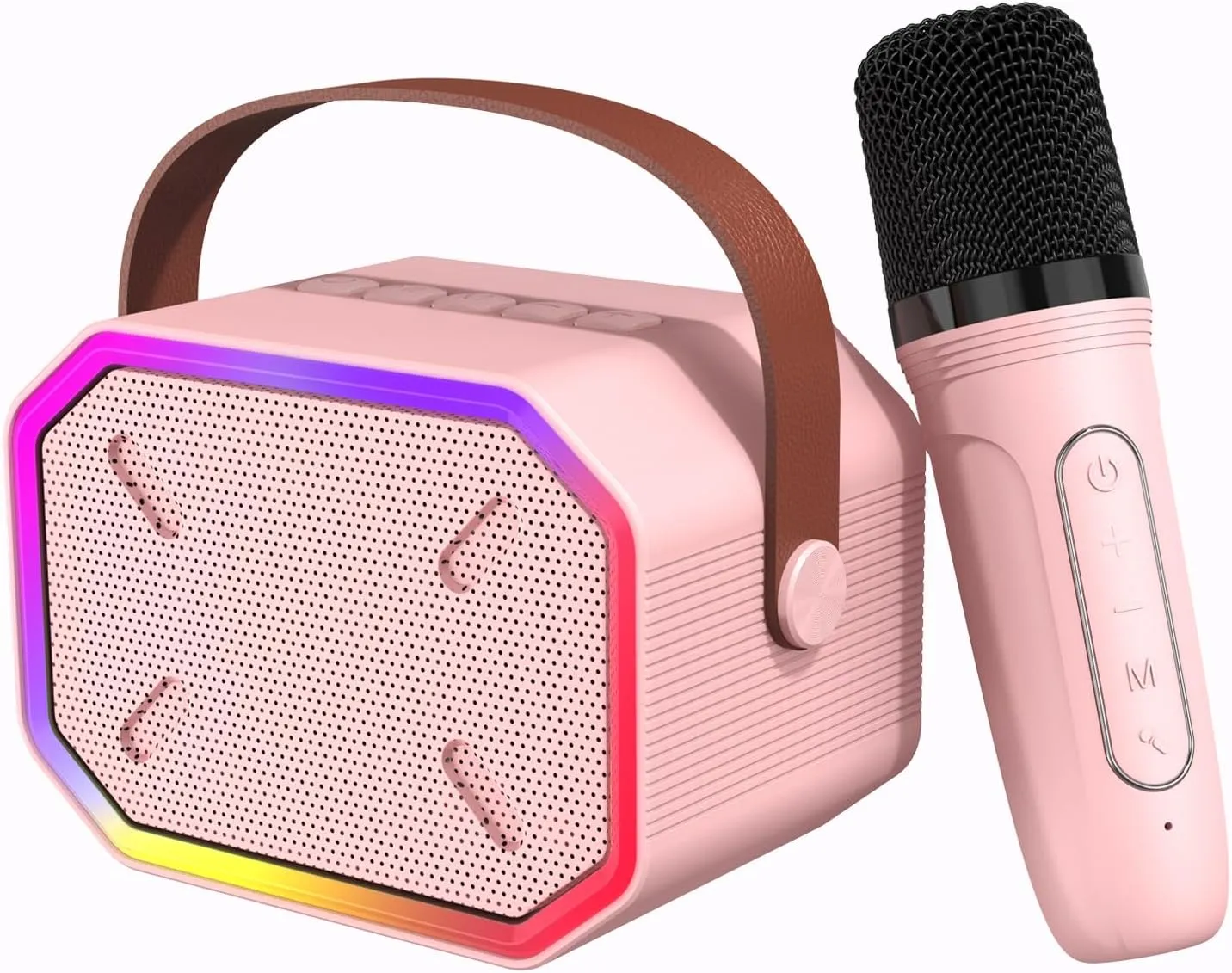 Home Party - Pink Karaoke Machine for contour glaze Kids$ Portable Bluetooth Speakers with Wireless Microphone Karaoke for Kids and Adults with LED Lights$ Gifts for Girls and Boys Birthday 