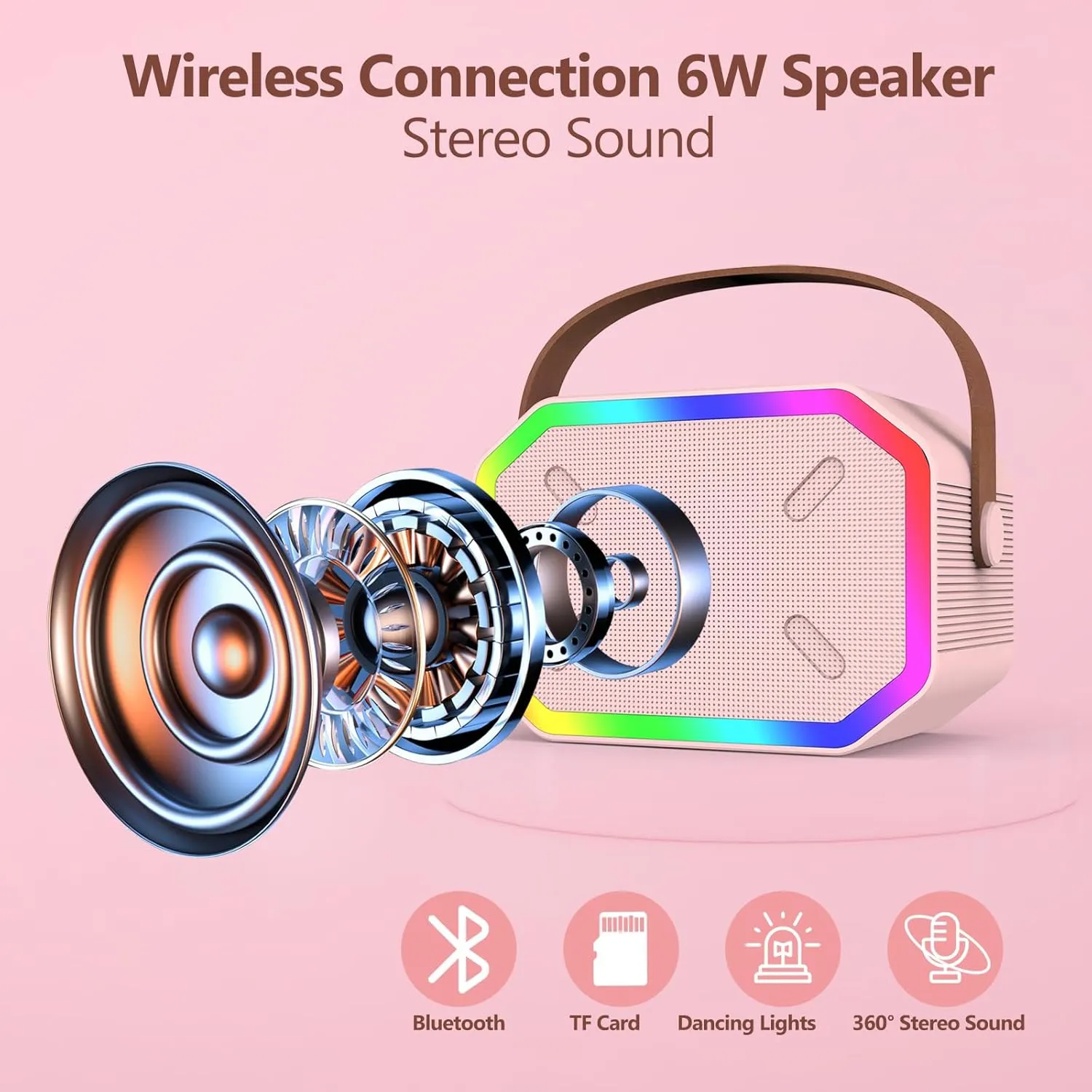 Home Party - Pink Karaoke Machine for contour glaze Kids$ Portable Bluetooth Speakers with Wireless Microphone Karaoke for Kids and Adults with LED Lights$ Gifts for Girls and Boys Birthday 