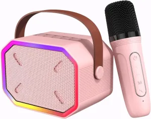 Home Party - Pink Karaoke Machine for contour glaze Kids$ Portable Bluetooth Speakers with Wireless Microphone Karaoke for Kids and Adults with LED Lights$ Gifts for Girls and Boys Birthday 