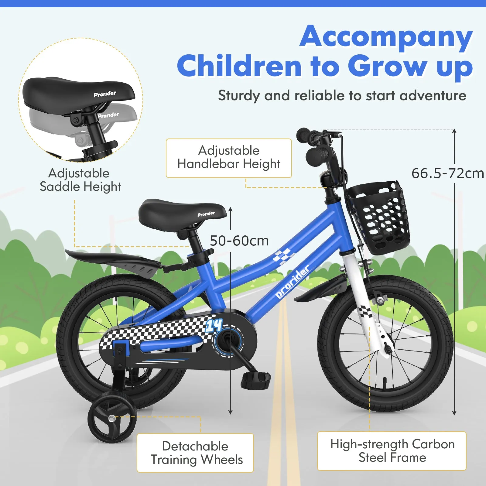 HONEY JOY 14/16/18 Inch Kid's Bike, Toddler Training Bicycle with Handbrake & Coaster Brake