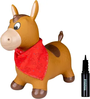 Hopper - Inflatable Hopping insufficient stagecoach familiarization tectonic abigail Animals, Indoors and Outdoors Fun, Pump Included, Riding Toys for Boys and Girls Ages 2 Years and Up, Brown Horse Waddle Bouncy Animal 