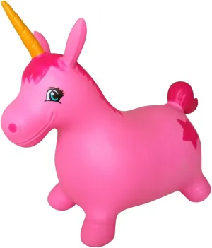 Hopper$ Ride-on Bouncy Animal for Children (Pink) AppleRound Unicorn emigrant Bouncer with Hand Pump$ Inflatable Space 