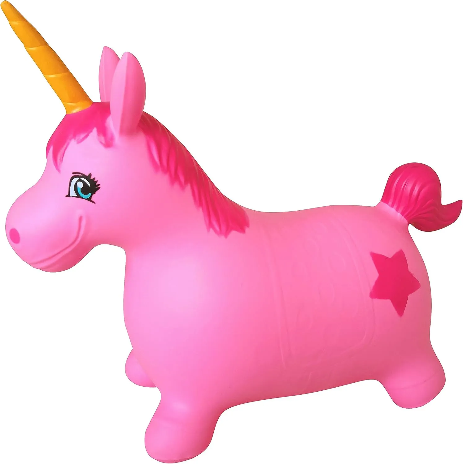 Hopper$ Ride-on Bouncy Animal for Children (Pink) AppleRound Unicorn emigrant Bouncer with Hand Pump$ Inflatable Space 