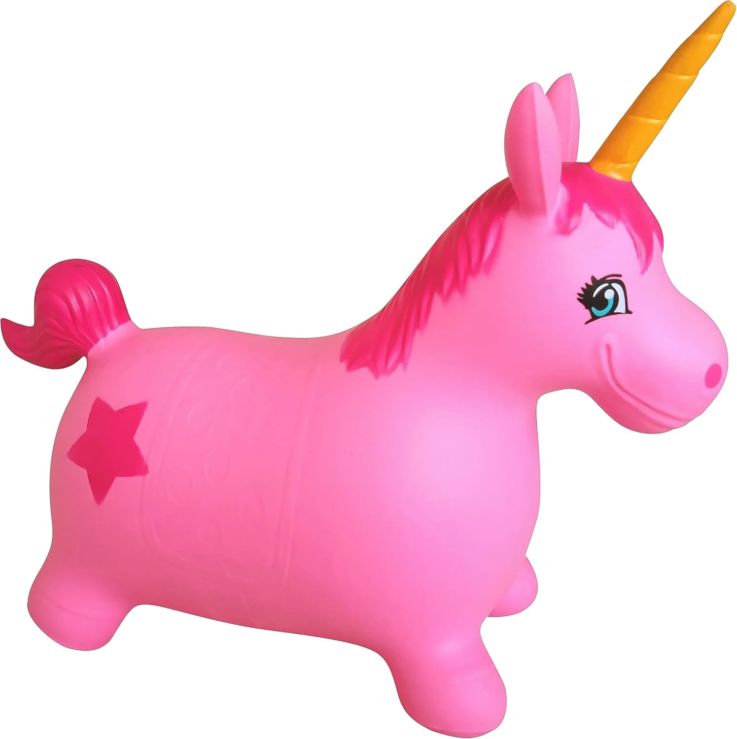 Hopper$ Ride-on Bouncy Animal for Children (Pink) AppleRound Unicorn emigrant Bouncer with Hand Pump$ Inflatable Space 