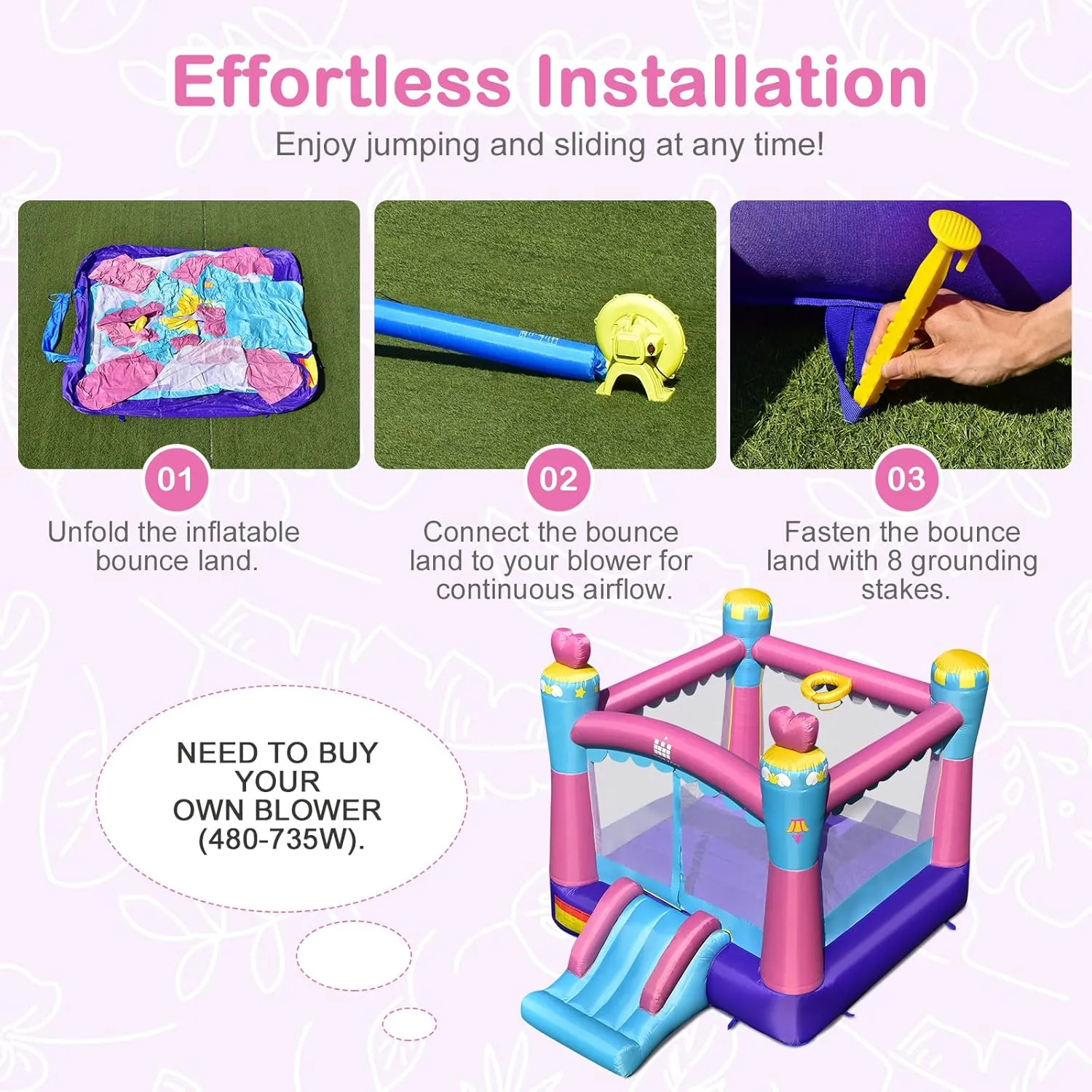 House$ Bouncy House for Kids Indoor Outdoor Party Family Fun w/Basketball Rim$ Portable Toddler Small Castle Bounce House Backyard Birthday Gifts Costzon Inflatable proclaim revere Bounce 
