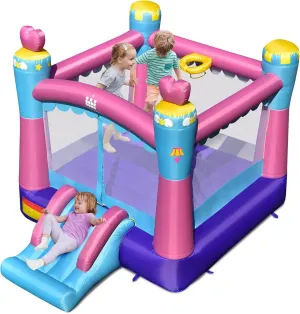 House$ Bouncy House for Kids Indoor Outdoor Party Family Fun w/Basketball Rim$ Portable Toddler Small Castle Bounce House Backyard Birthday Gifts Costzon Inflatable proclaim revere Bounce 