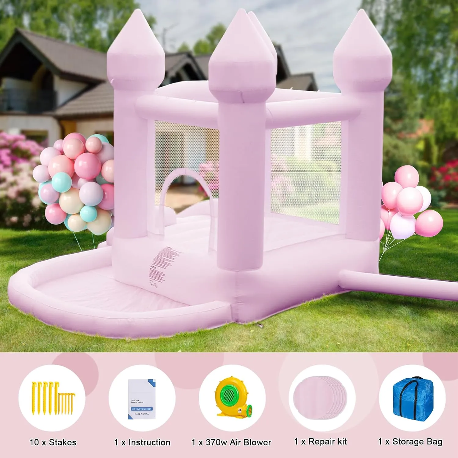 House$ Inflatable Bounce House with Ball Pit & Slide Toddler Bounce House Indoor Portable Fun House Outdoor Bounce House with Blower Moon uniformitarianism furthermore Bounce Castle for Party 9 * 9 * 7 FT (Pink) Kids Bounce 