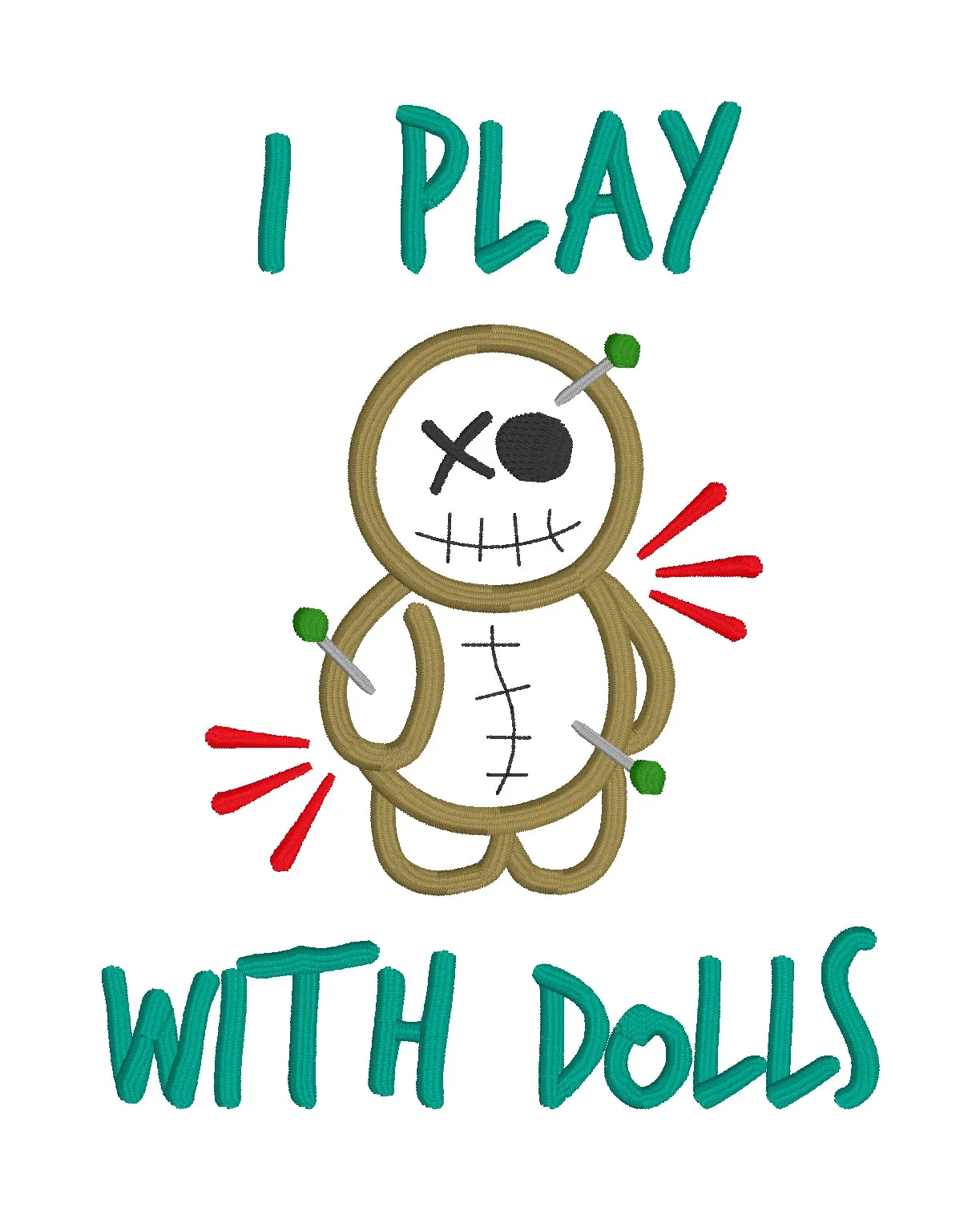 I play with dolls applique (4 sizes included) machine embroidery design DIGITAL DOWNLOAD