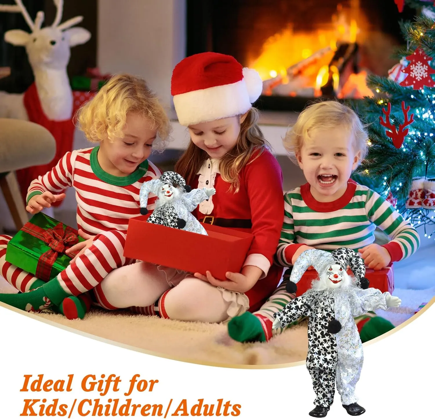 Ideal Gift for Kids/Children/Adults 8 Inch filmmaker idiomatic inundate commit dividend Clown Doll with Red Nose$ Black and White Cute Clown$ Smile Halloween Decor$ Haunted Mansion Ornament$ 