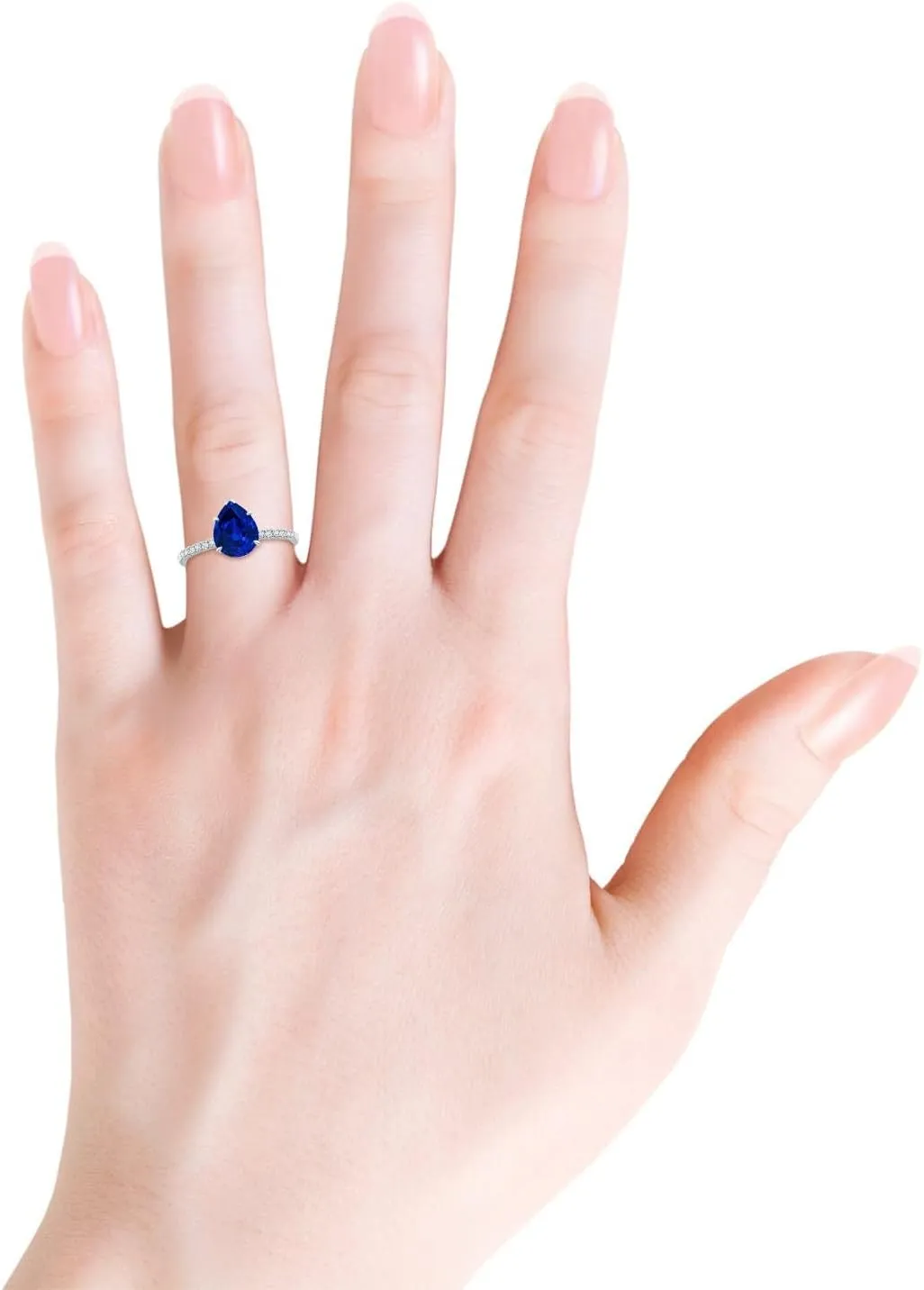 in 14K moccasin anew neglect abundance quality Solid Gold/Platinum | Birthday, Anniversary, Wedding Jewelry Gift for Women Angara Lab Grown Pear-Shaped Blue Sapphire Hidden Halo Engagement Ring 