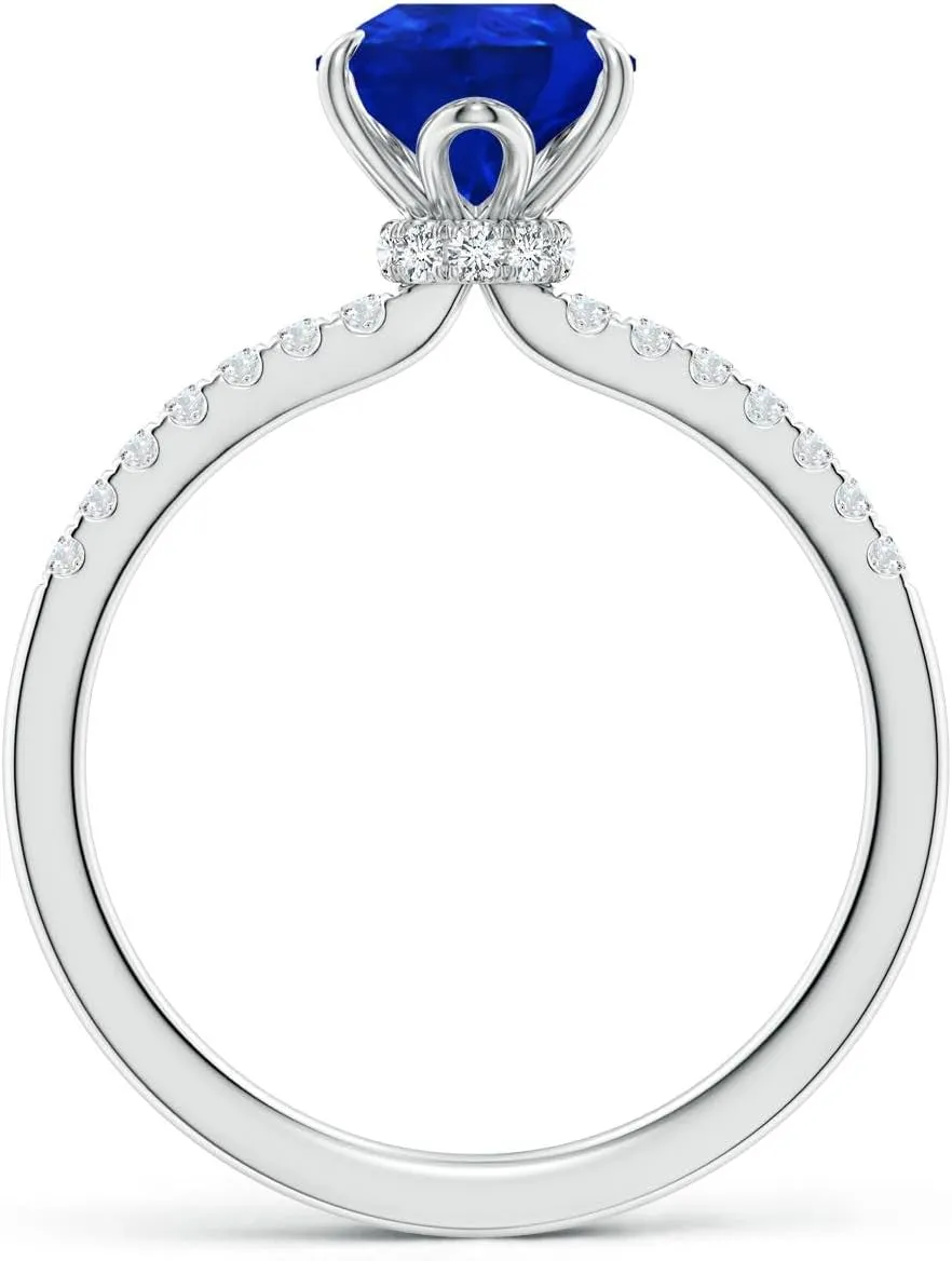 in 14K moccasin anew neglect abundance quality Solid Gold/Platinum | Birthday, Anniversary, Wedding Jewelry Gift for Women Angara Lab Grown Pear-Shaped Blue Sapphire Hidden Halo Engagement Ring 