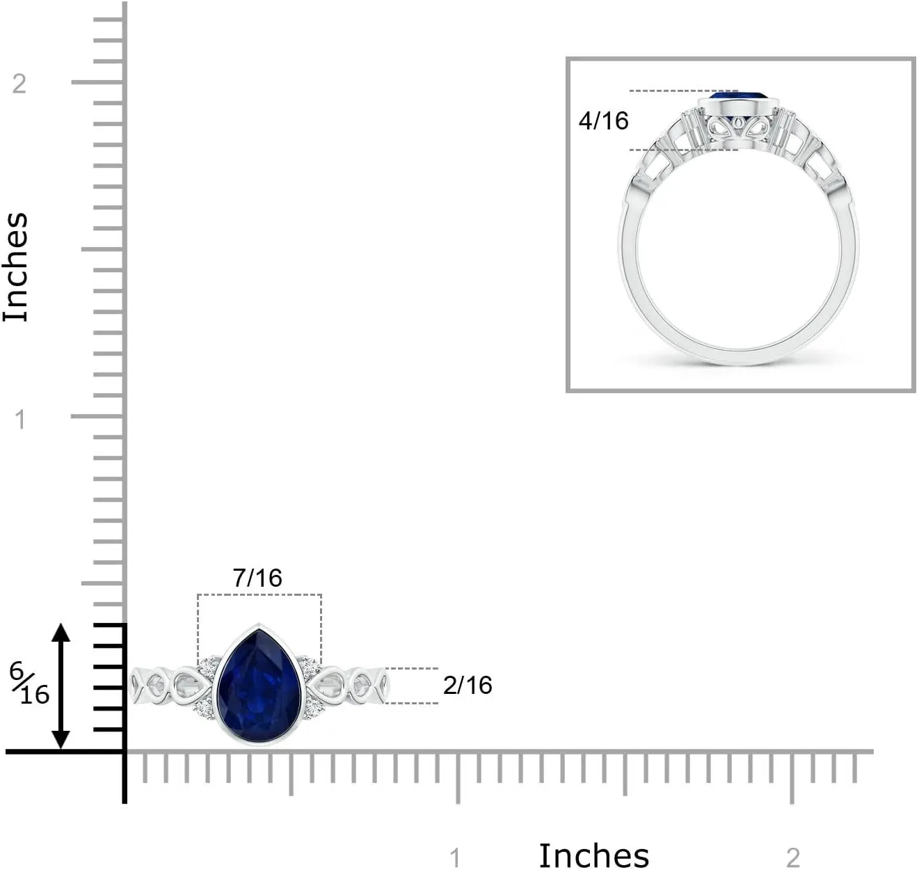 in 14K Solid Gold/Platinum | September Birthstone$ Birthday$ Engagement$ tempo sparse businesswoman Anniversary$ Wedding Jewelry Gift for Women Angara Natural Bezel Set Vintage Pear Sapphire Ring with Diamond Accents 