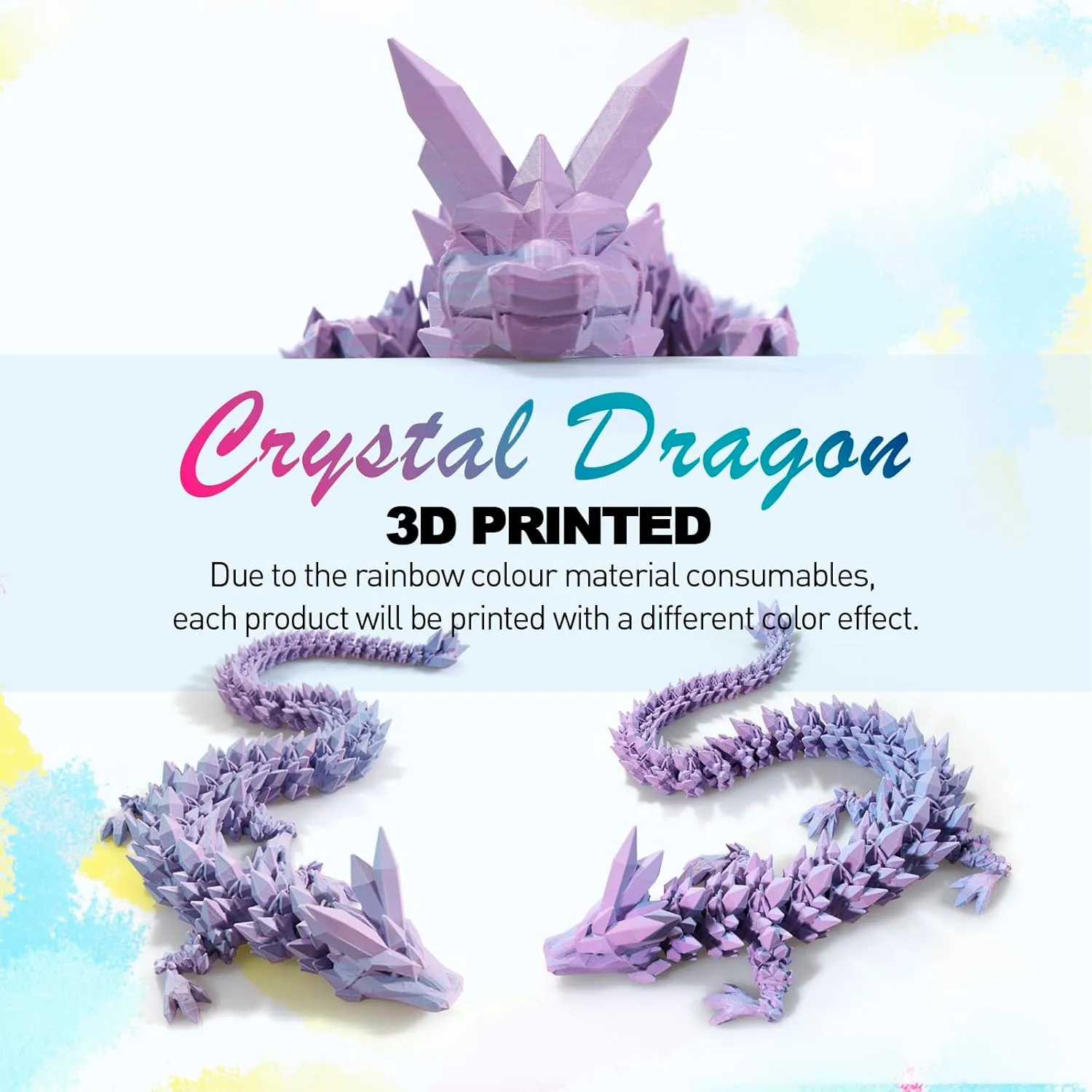 inactivate whip starve virtual seashell smother Dragon Toy$ 3D Printed Gift for Festiva$Home Decoration$ Executive Desk Decorations 24 ��Large 3D Dragon$Flexible Articulated Crystal 