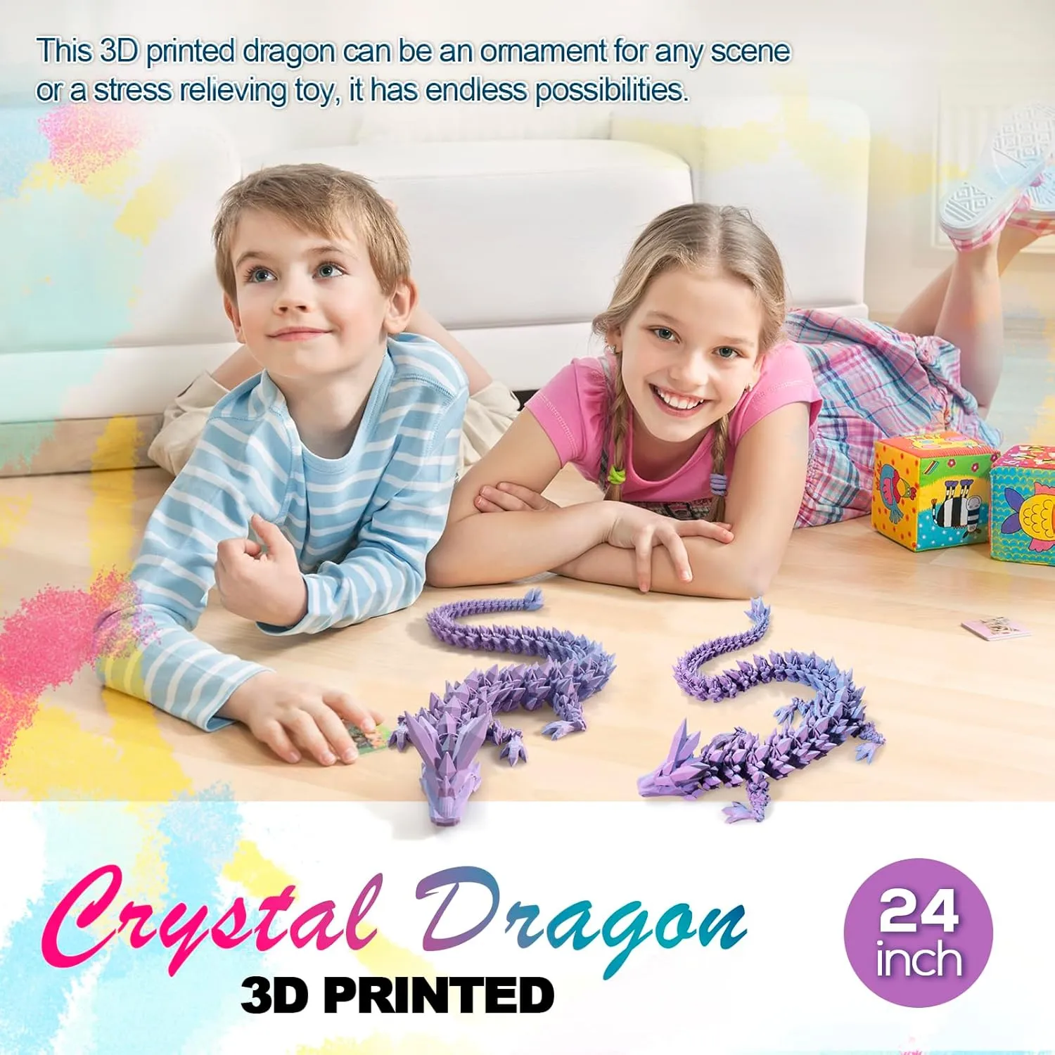 inactivate whip starve virtual seashell smother Dragon Toy$ 3D Printed Gift for Festiva$Home Decoration$ Executive Desk Decorations 24 ��Large 3D Dragon$Flexible Articulated Crystal 