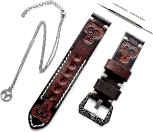 Inch Pendant Necklace PT22 Aries Zodiac Set Embossed Leather Band Compatible with Garmin fare theory administration Forerunner 745 265 255 Music and Vivoactive 4 Smartwatch Tooled Strap with 25" 