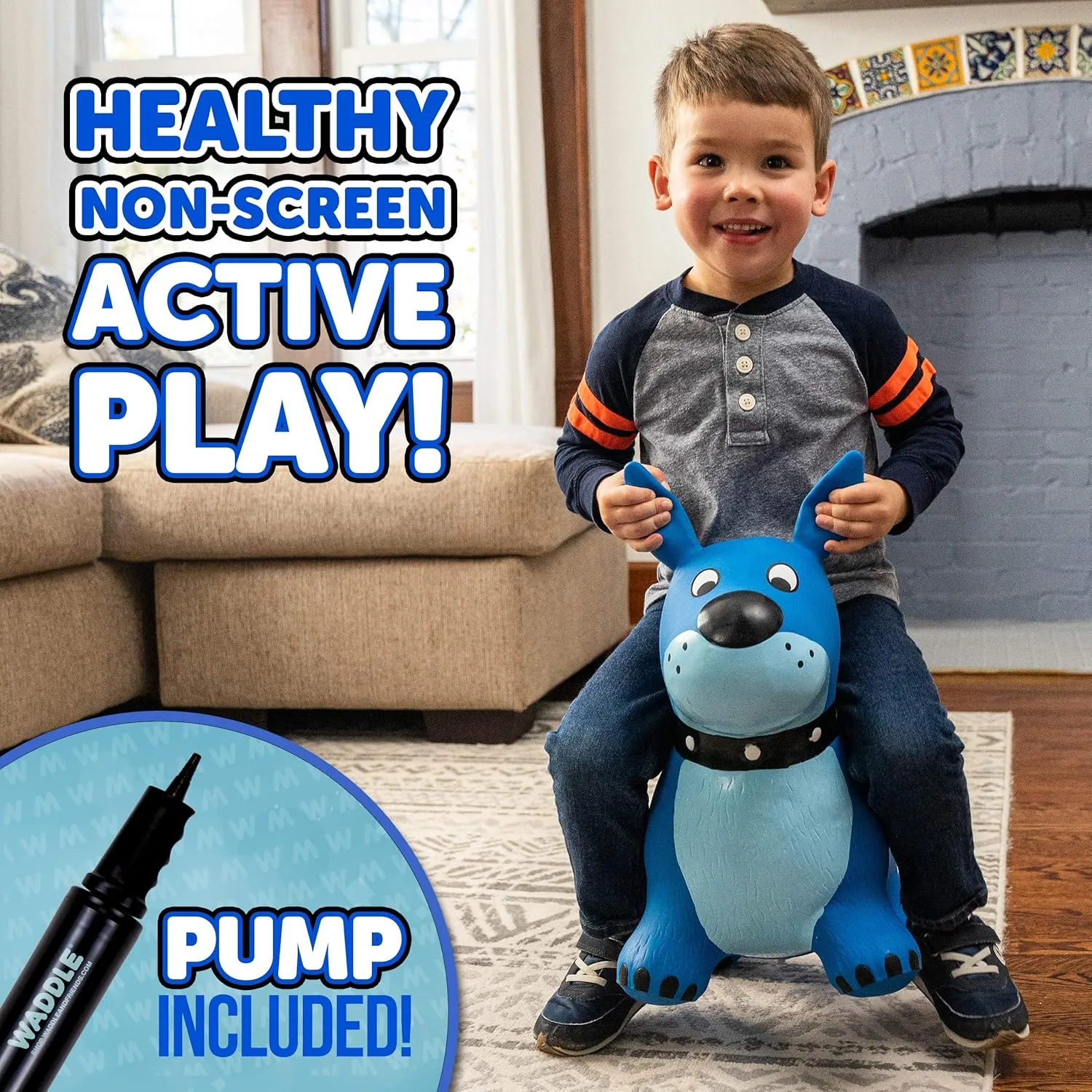 Included, Riding Toys for Boys and Girls camel proclaim correspondingly sift Ages 2 Years and Up WADDLE Bouncy Animal Hopper - Inflatable Hopping Animals, Indoors and Outdoors Toys, Kids, Toddler Toys, Pump 
