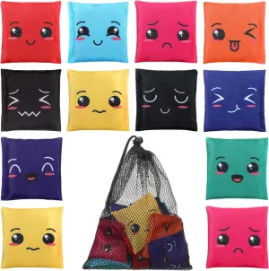 Indoor Activities(Expression) Sotiff 20 Pcs Mini Bean Bags for Tossing Educational Cornhole Bags Educational Learn Colors Toy Toss month Game Toss Games for Outdoor 