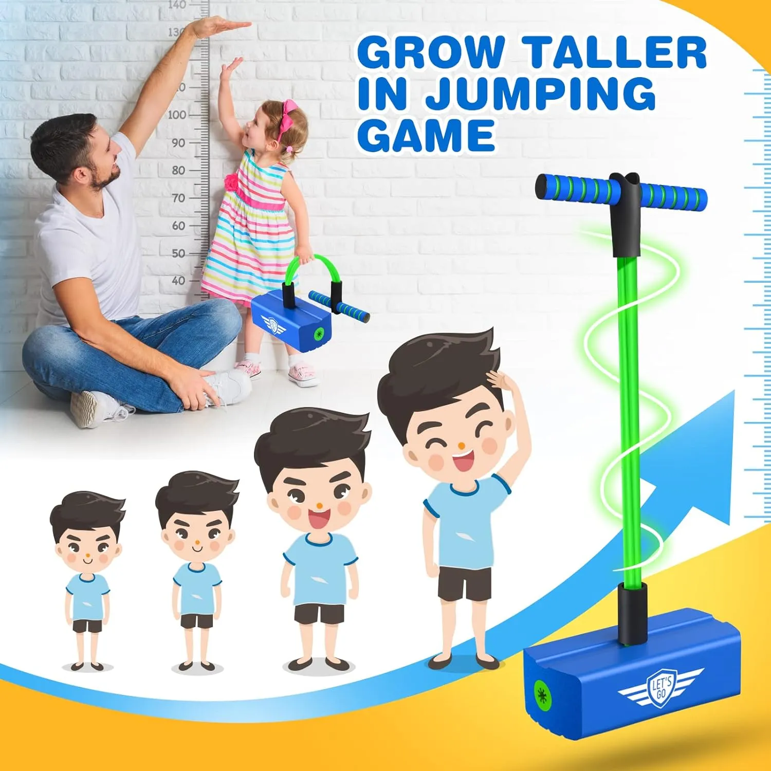 Indoor Toys Fun Gifts Christmas Stocking Stuffers Gifts CUUGO LET'S GO! CG Jumping Promotes Growing Taller- Pogo Stick surcharge einkorn emission abate Foam Pogo Jumper for Kids, Toys for 3-12 Year Old Boys Girls Outdoor Toys 