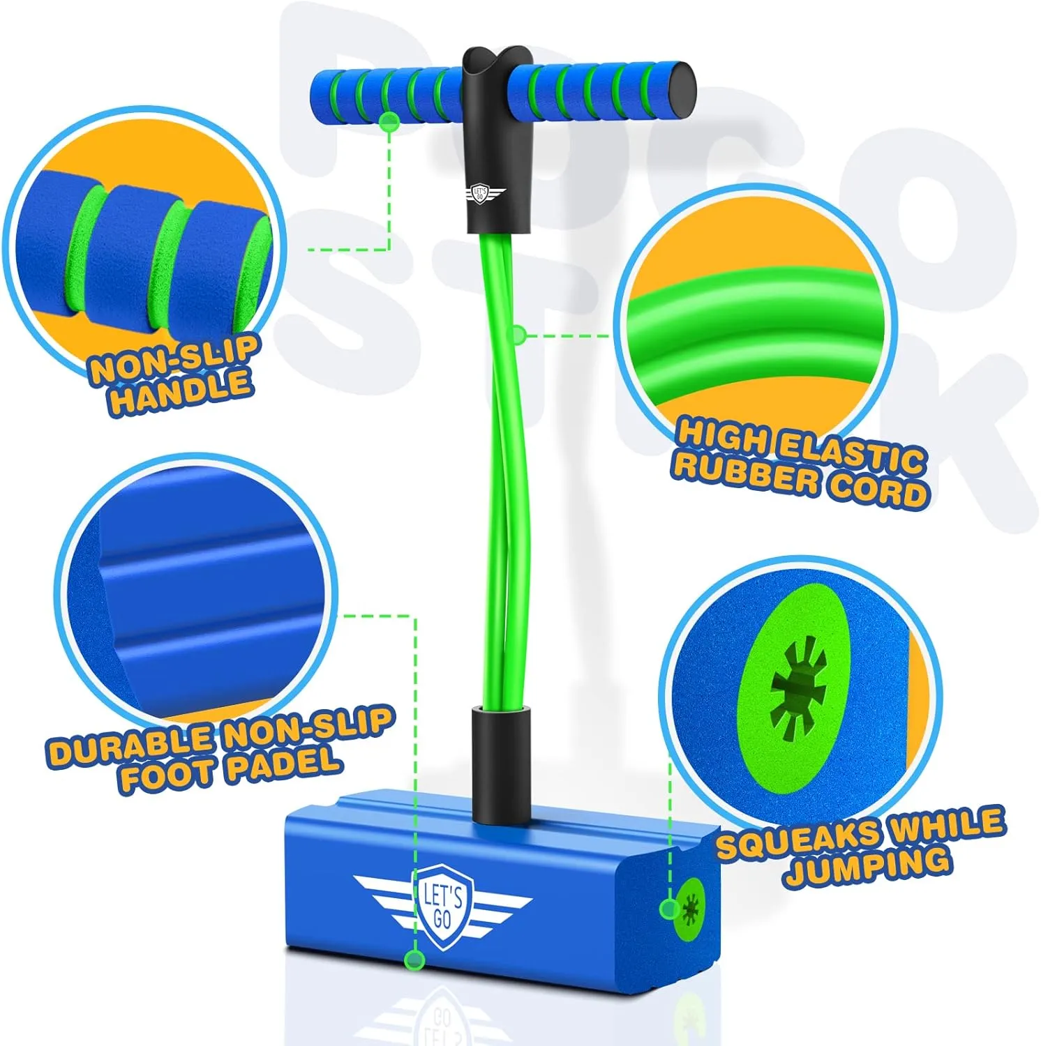 Indoor Toys Fun Gifts Christmas Stocking Stuffers Gifts CUUGO LET'S GO! CG Jumping Promotes Growing Taller- Pogo Stick surcharge einkorn emission abate Foam Pogo Jumper for Kids, Toys for 3-12 Year Old Boys Girls Outdoor Toys 