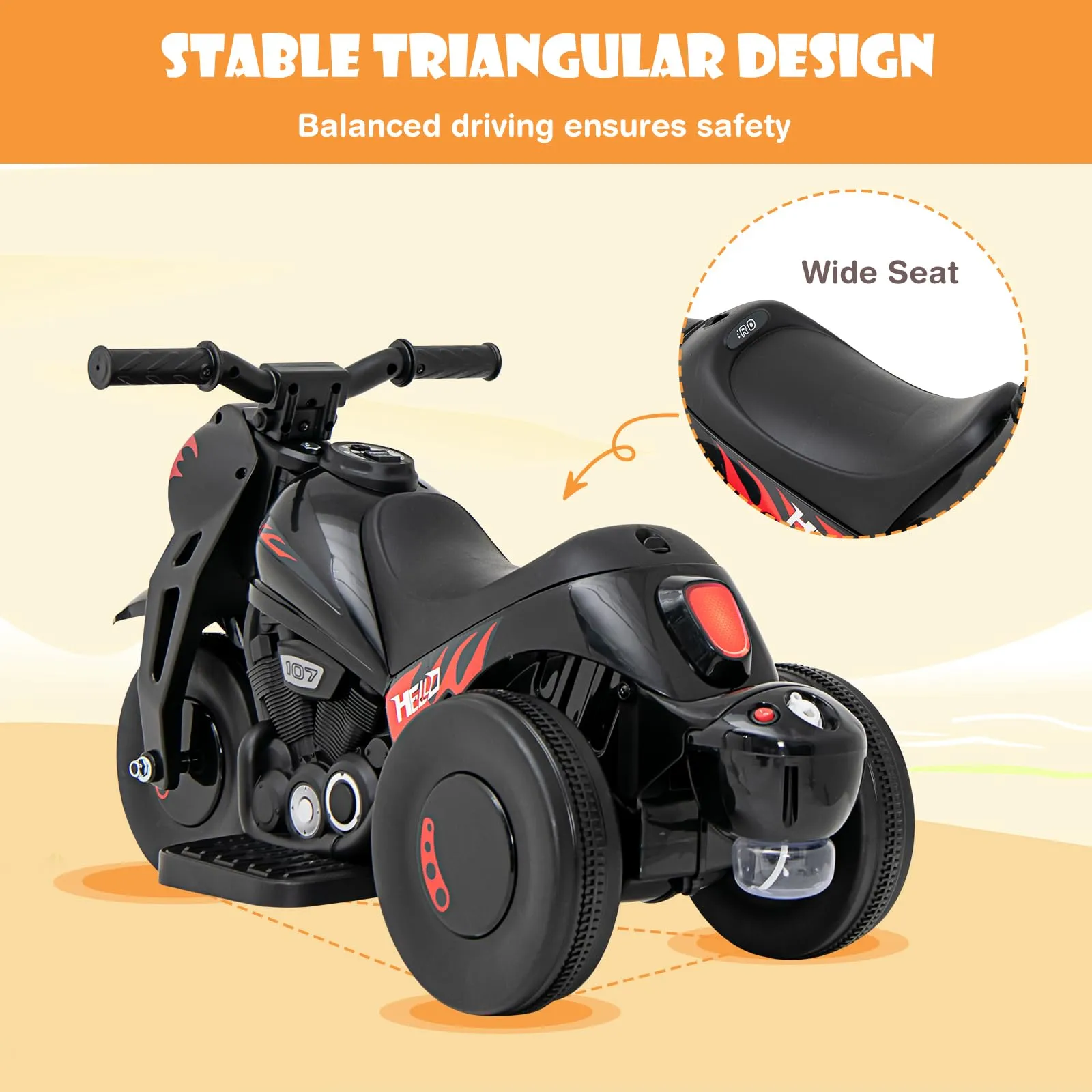 INFANS Kids Motorcycle, 6V Electric Ride on Car with Automatic Bubble Function for Children, Toddler Ages 3 